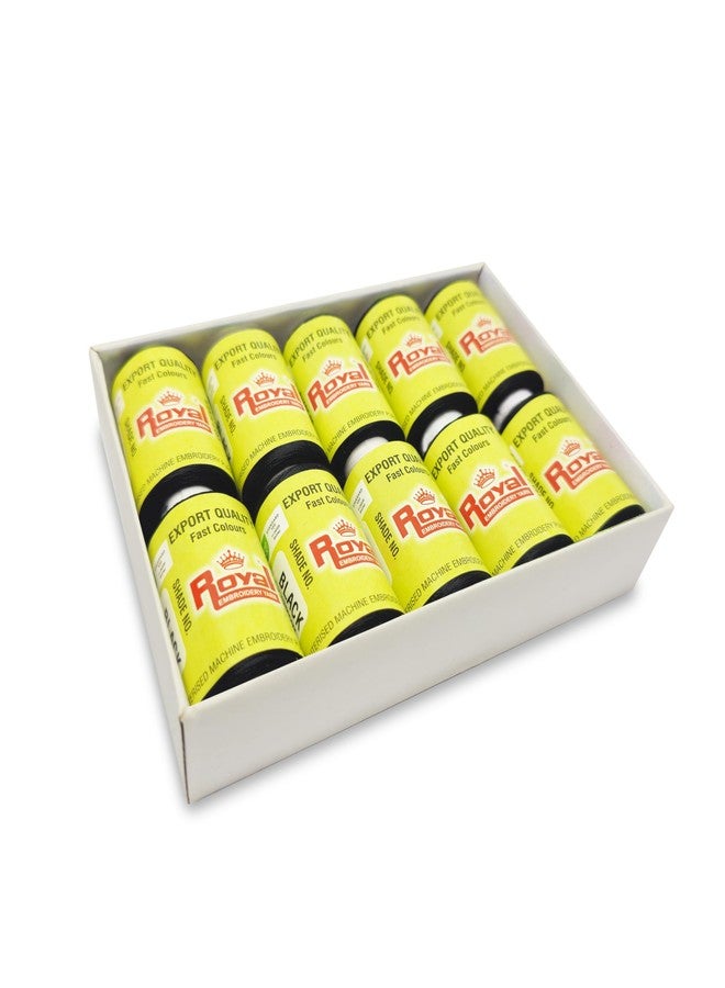 رويال خيوط التطريز الملكية - فيسكوز رايون 150/2 دينير (أنبوب 13 غرام) عبوة من 10 (أسود) - Image 2